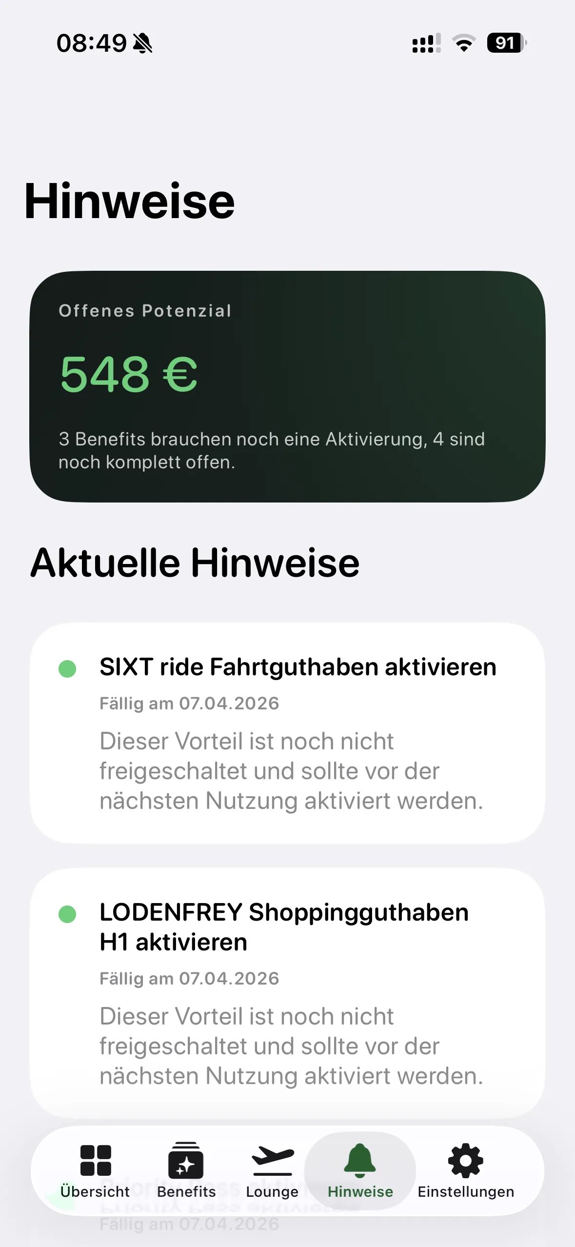 Perqie Hinweise für offene Benefits