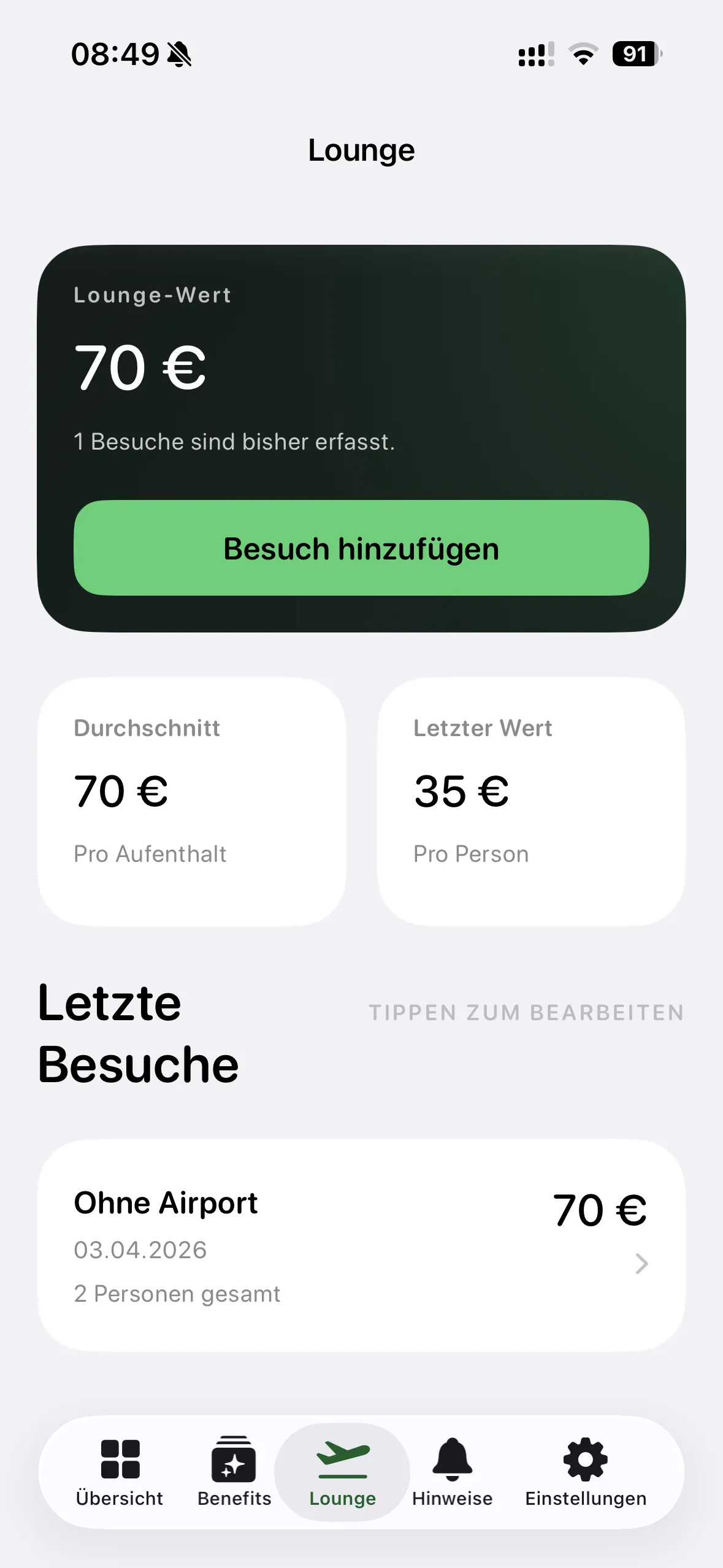 Perqie Lounge-Tracking mit Besuchshistorie